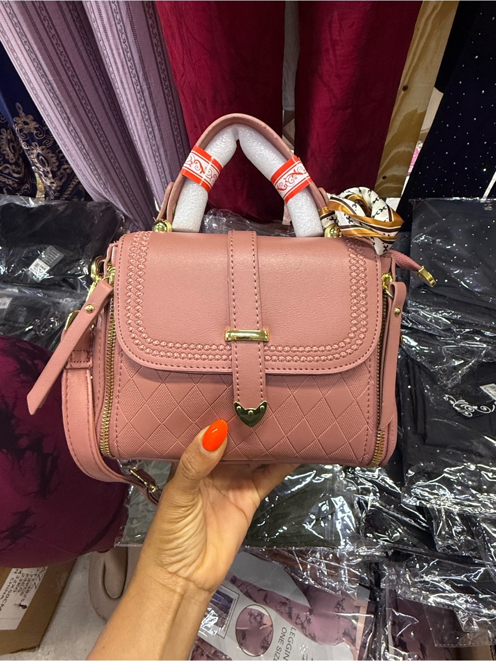 Stylish Pink Quilted Top-Handle Crossbody Bag